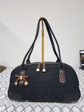 Authentic GUCCI Monogram Small Princy Shoulder Bag Black